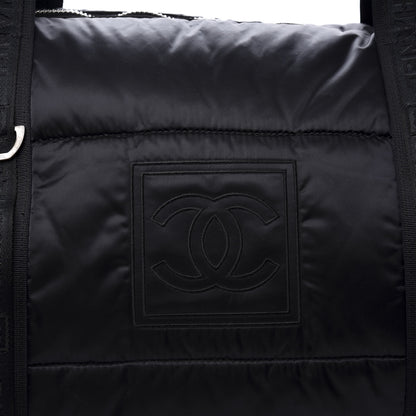 Chanel Nylon Quilted Logo Duffel Black 10 of 12