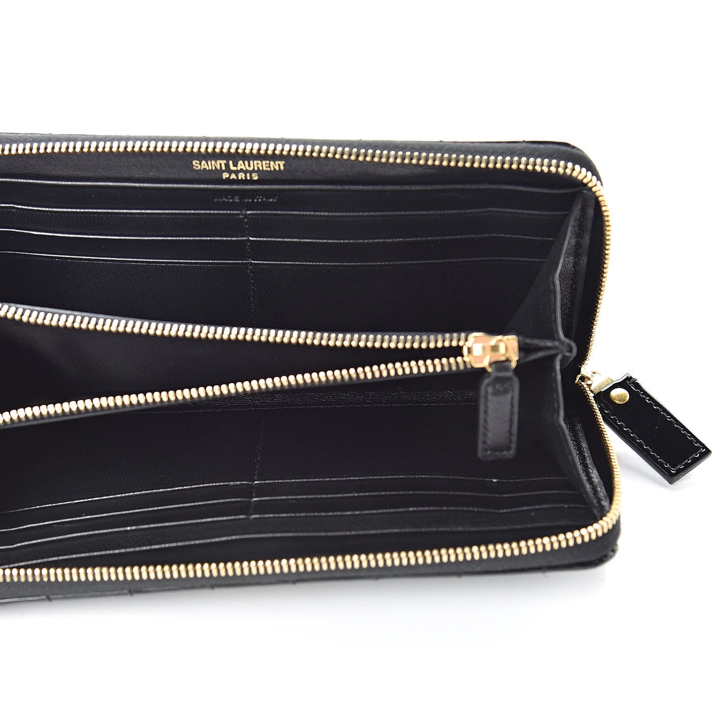 Patent Calfskin Matelasse Monogram Vicky Zip Around Wallet Black