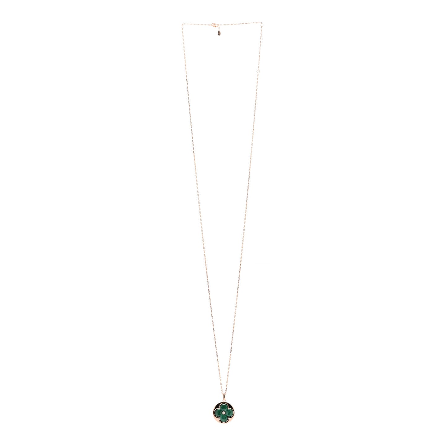 18K Pink Gold Diamond Malachite Color Blossom Extra Large BB Sun Pendant Necklace