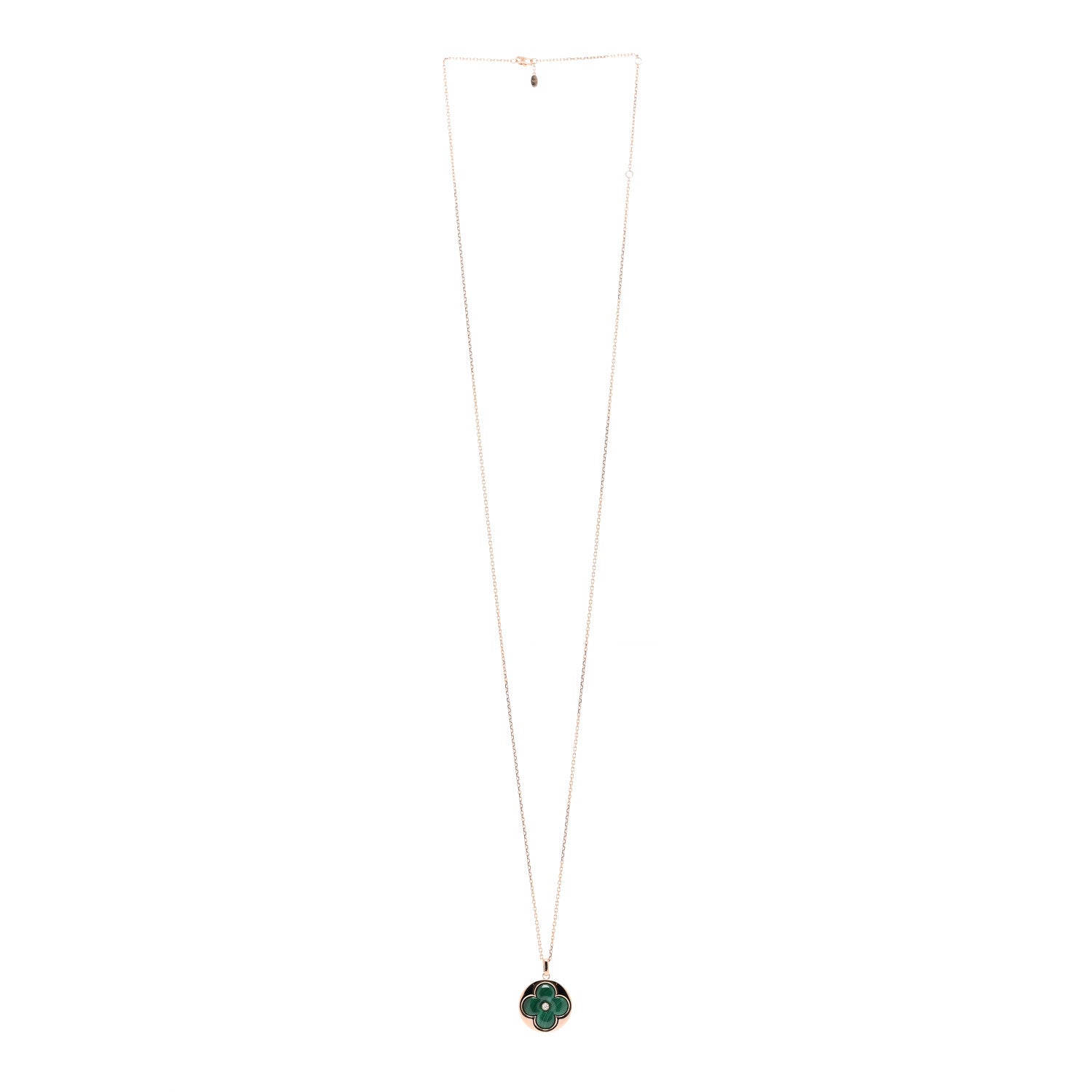 Louis Vuitton 18K Pink Gold Diamond Malachite Color Blossom Extra Large BB Sun Pendant Necklace 3 of 4