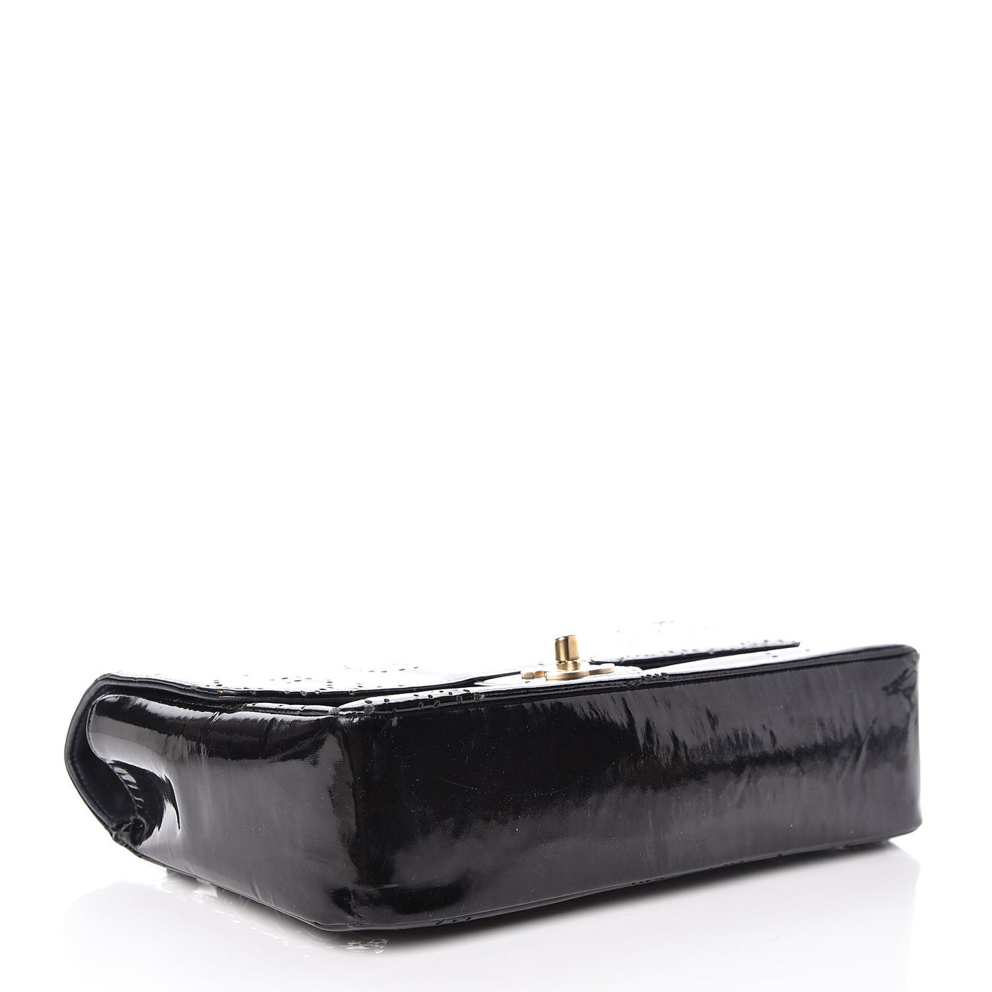 Patent Perforated Camellia Medium Single Flap Black