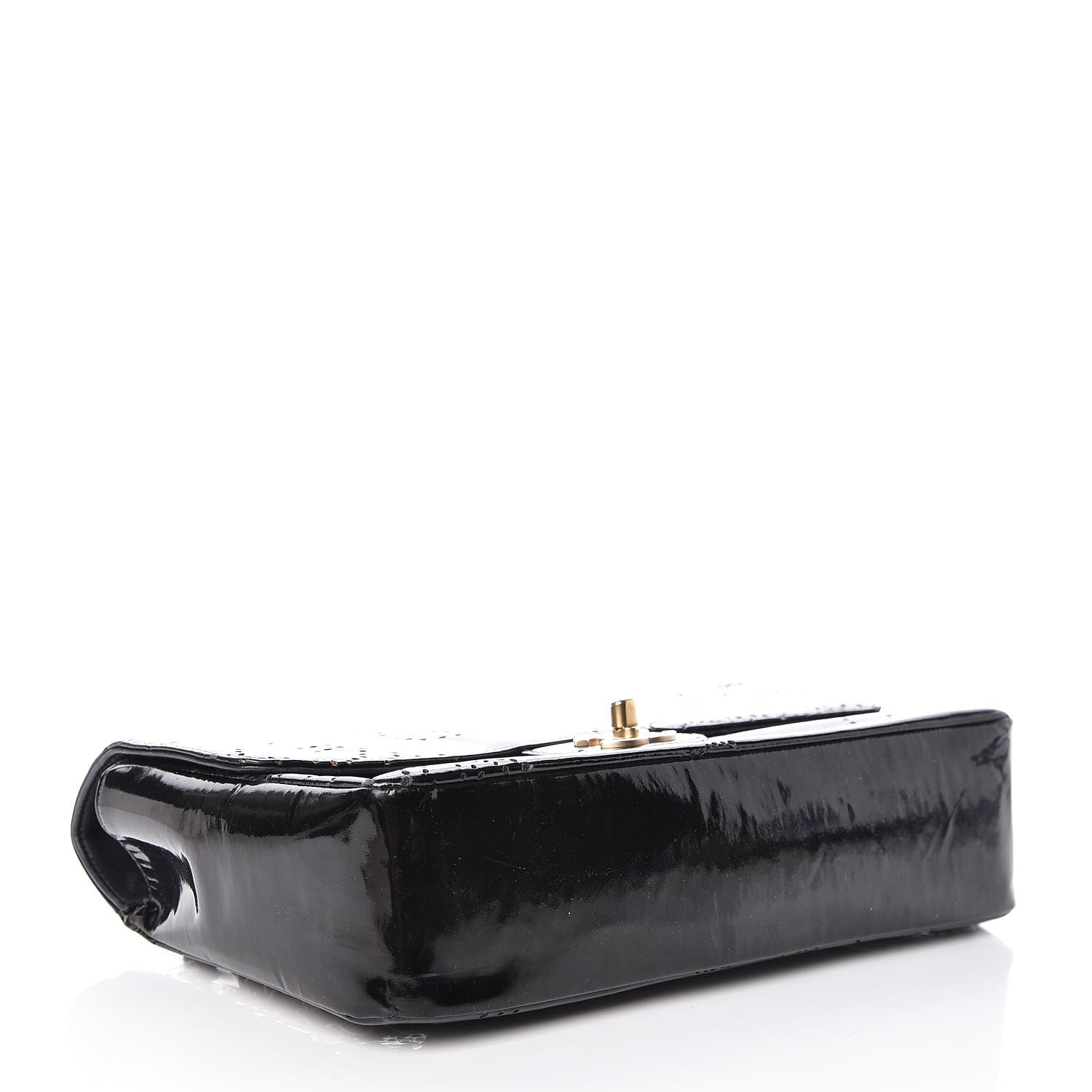 Chanel Patent Perforated Camellia Medium Single Flap Black 4 of 20
