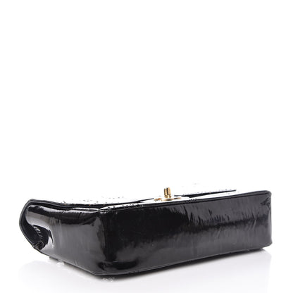 Chanel Patent Perforated Camellia Medium Single Flap Black 4 of 20