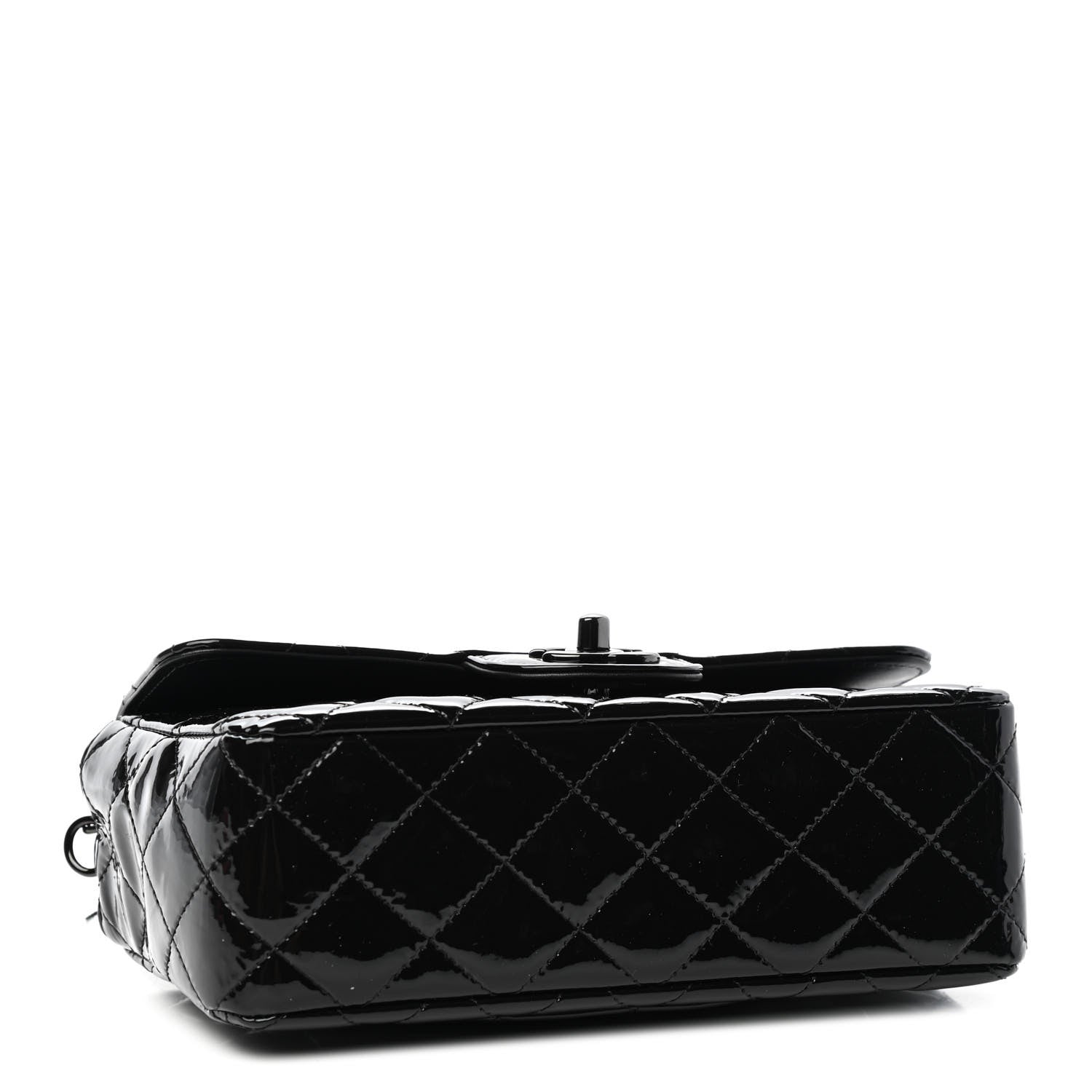 Chanel Patent Calfskin Quilted Mini Rectangular Flap So Black 3 of 4
