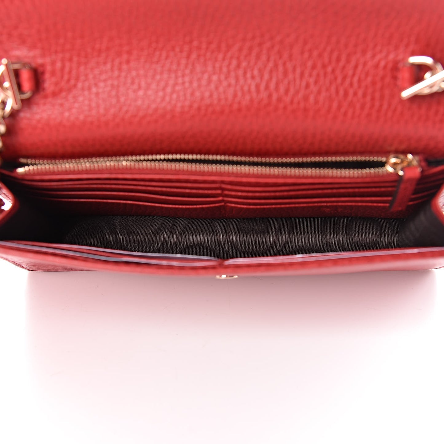 Dollar Calfskin Interlocking G Chain Wallet Red