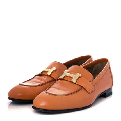 Hermes Goatskin Womens Paris Loafers 36 Marron Glaise 3 of 10