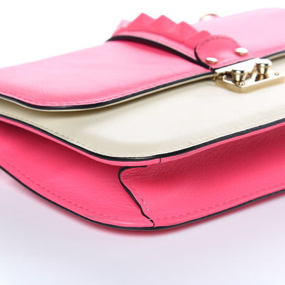 Valentino Garavani Vitello Bi-Color Large Glam Lock Rockstud Flap Fuxia Fluo Ivory 7 of 15