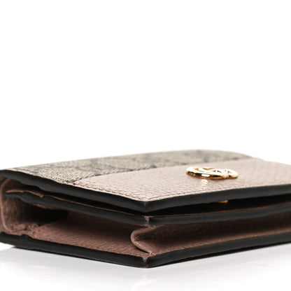 Gucci Dollar Calfskin GG Supreme Monogram GG Marmont Card Case Porcelain Rose Beige Ebony 7 of 9