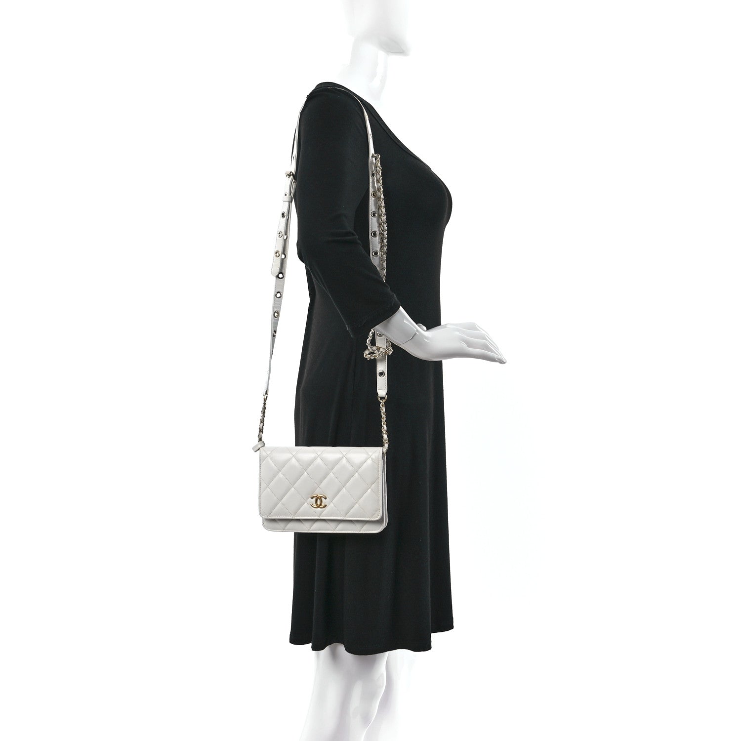 Chanel Goatskin Quilted Punk Essentials Wallet On Chain WOC White 2 of 10