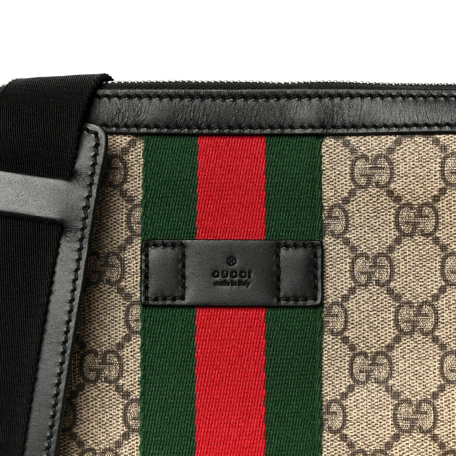 Gucci GG Supreme Monogram Web Messenger Bag Black 8 of 11