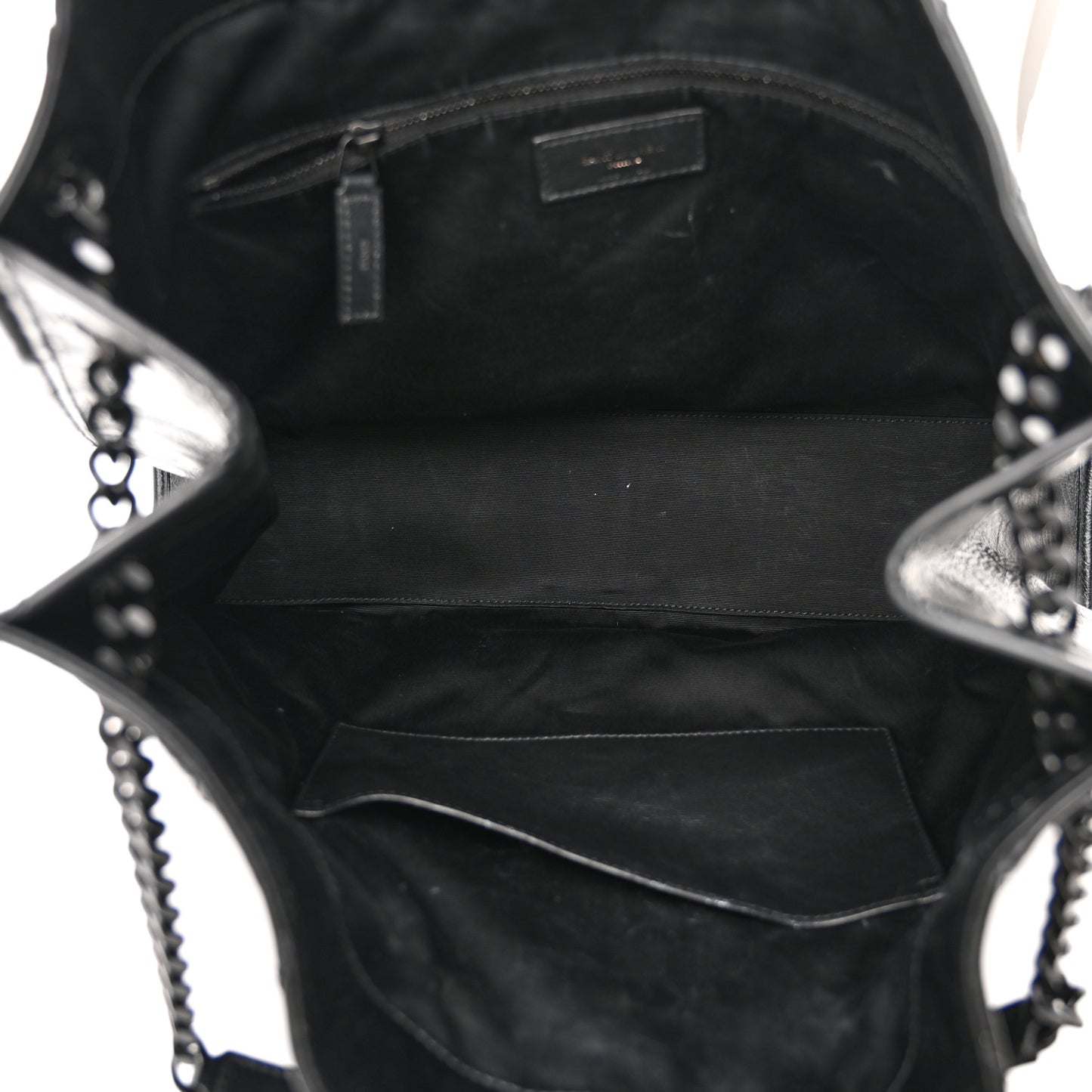 Crinkled Calfskin Matelasse Monogram Large Niki Shopper Tote Black