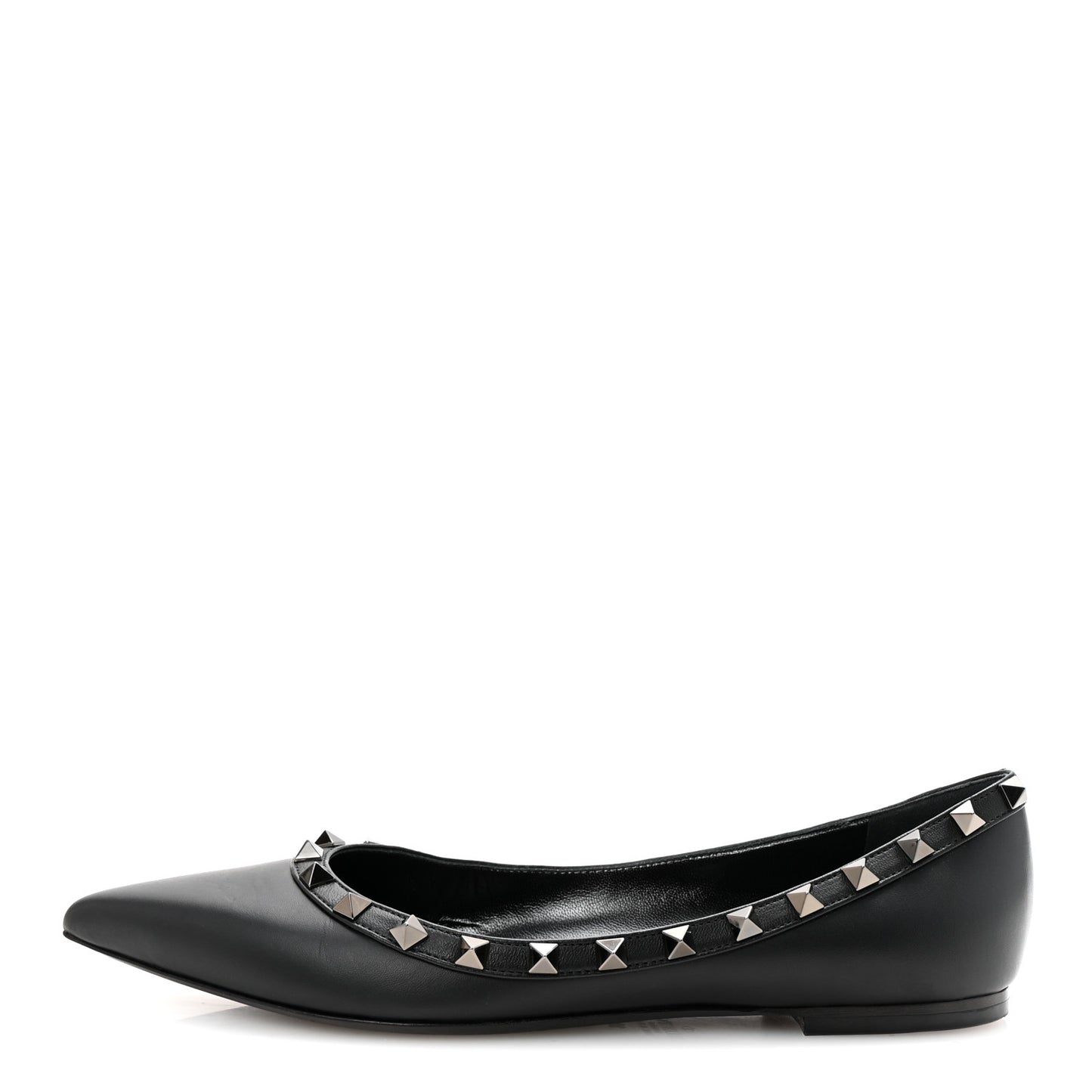 Calfskin Lacquered Monochrome Rockstud Ballerina Flats 38 Black