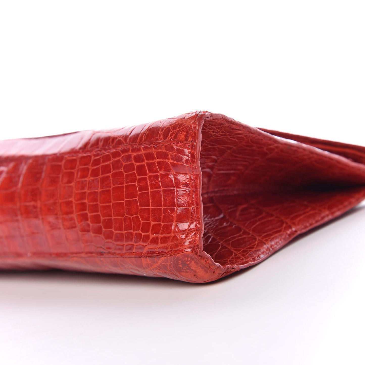 Crocodile Foldover Clutch Red
