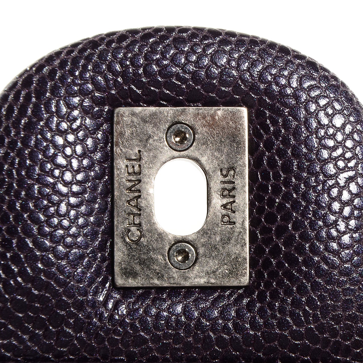 Iridescent Caviar Quilted Small Chic Flap Dark Purple