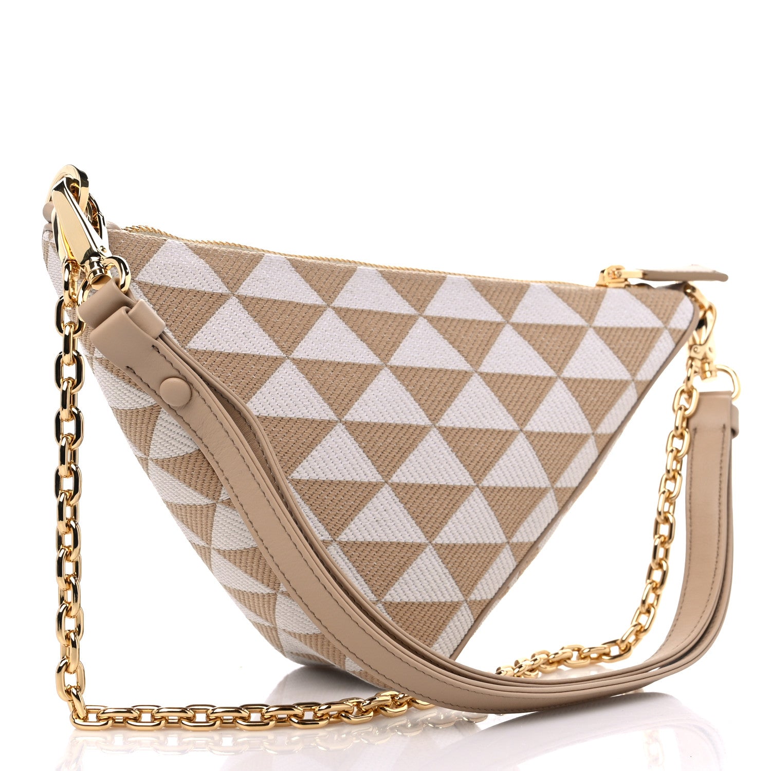 Prada Jacquard Triangolo Symbole Embroidered Mini Triangle Bag Corda Talco 3 of 9