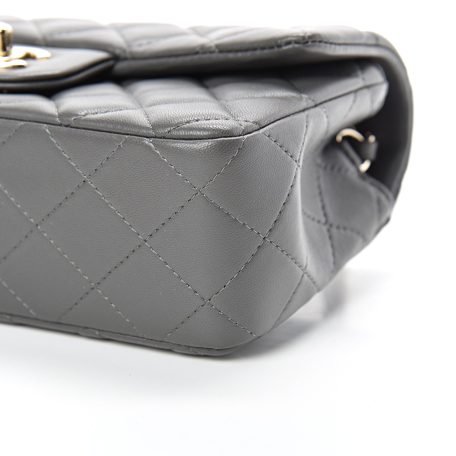 Chanel Lambskin Quilted Mini Rectangular Flap Grey 9 of 10