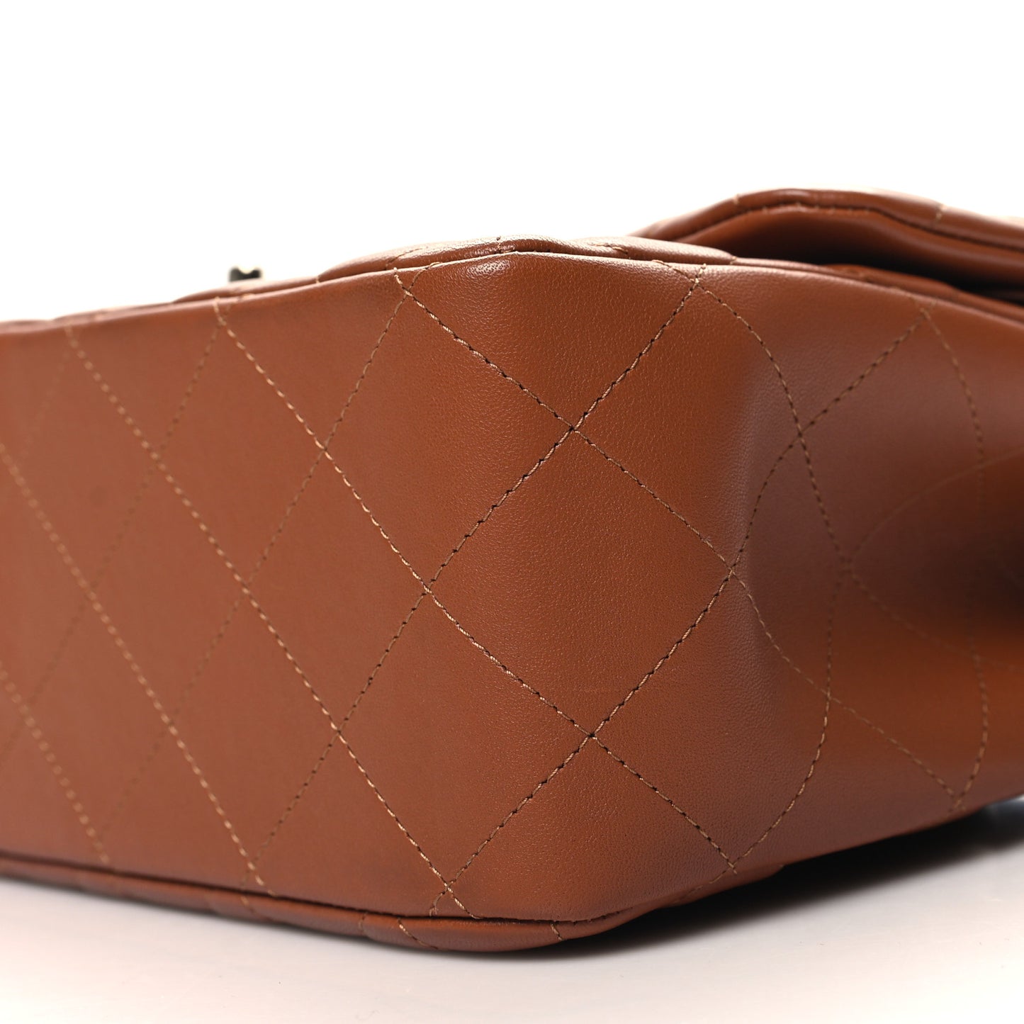 Lambskin Quilted Jumbo Double Flap Brown