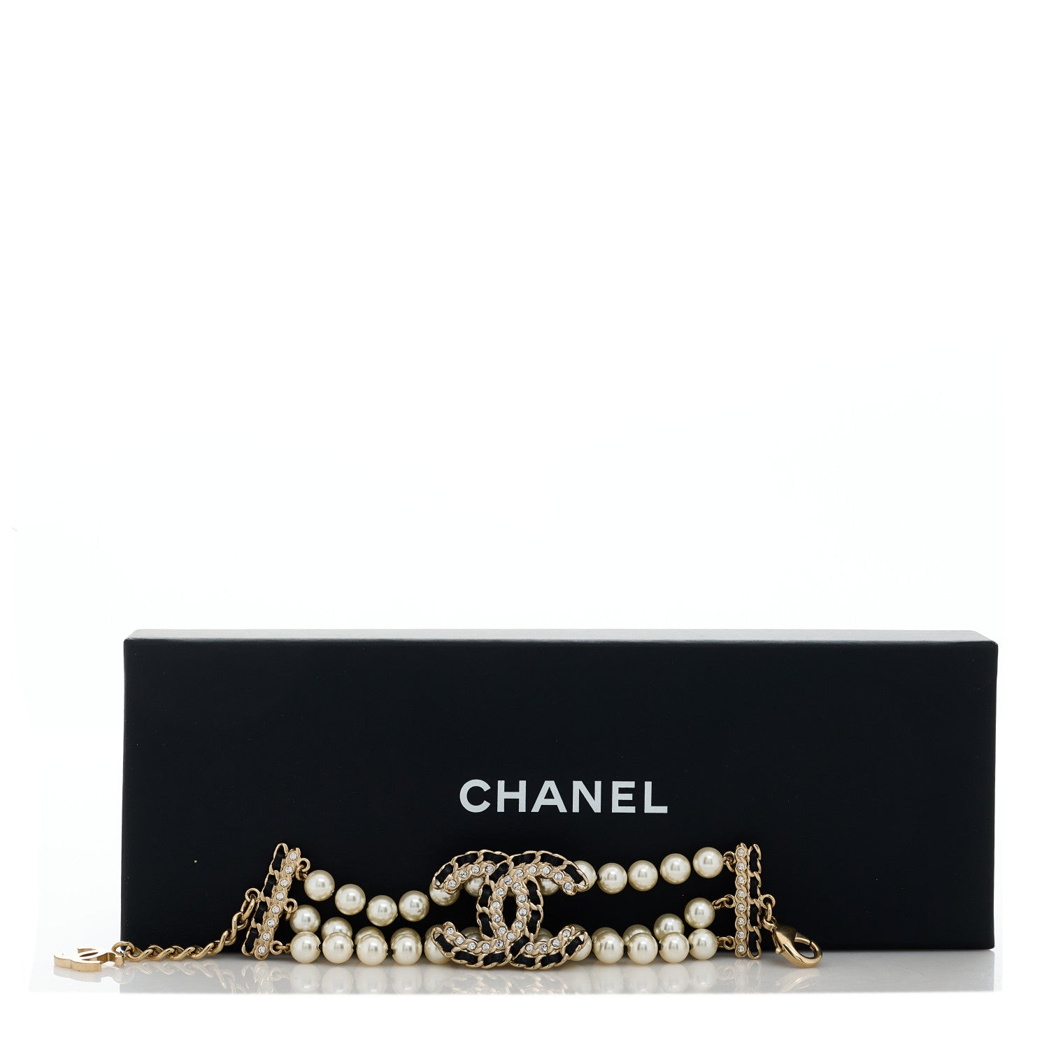 Chanel Lambskin Pearl Crystal Multistrand CC Bracelet 4 of 4