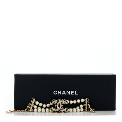 Chanel Lambskin Pearl Crystal Multistrand CC Bracelet 4 of 4