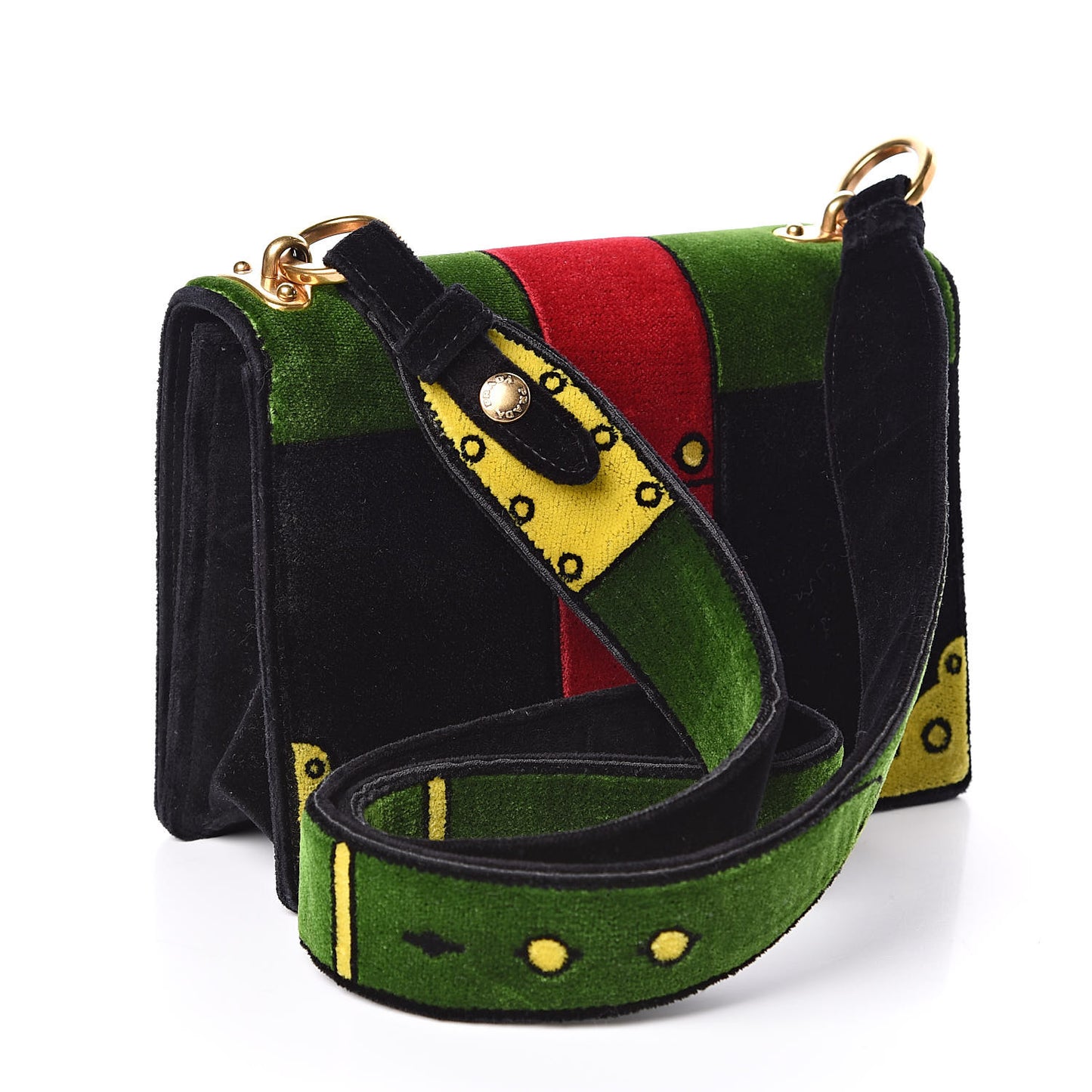 Velluto Ricamo Cahier Shoulder Bag Black