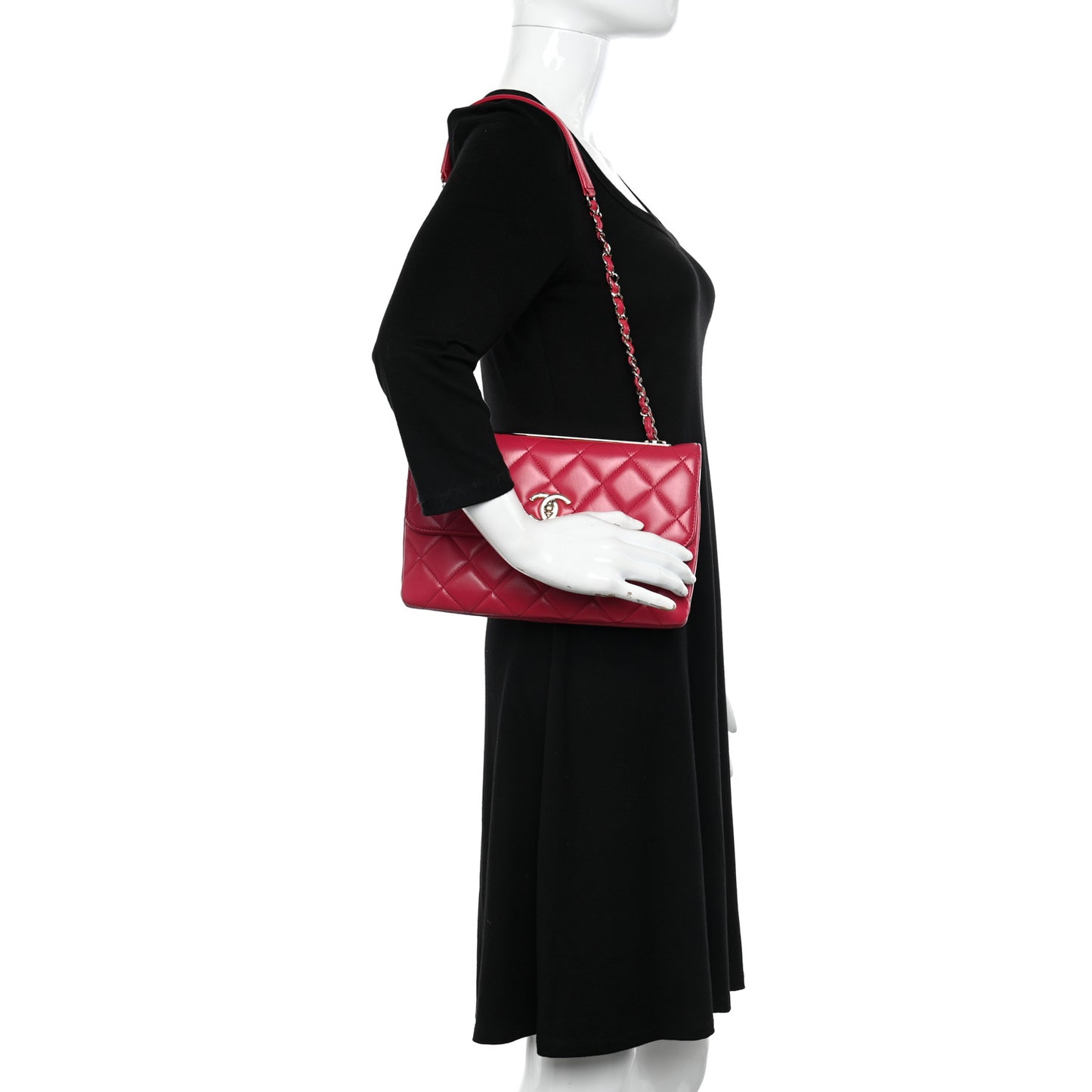 Lambskin Quilted Medium Trendy CC Flap Dark Pink
