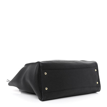 Salvatore Ferragamo Hammered Calfskin Double Handle Large Amy Tote Black 4 of 9