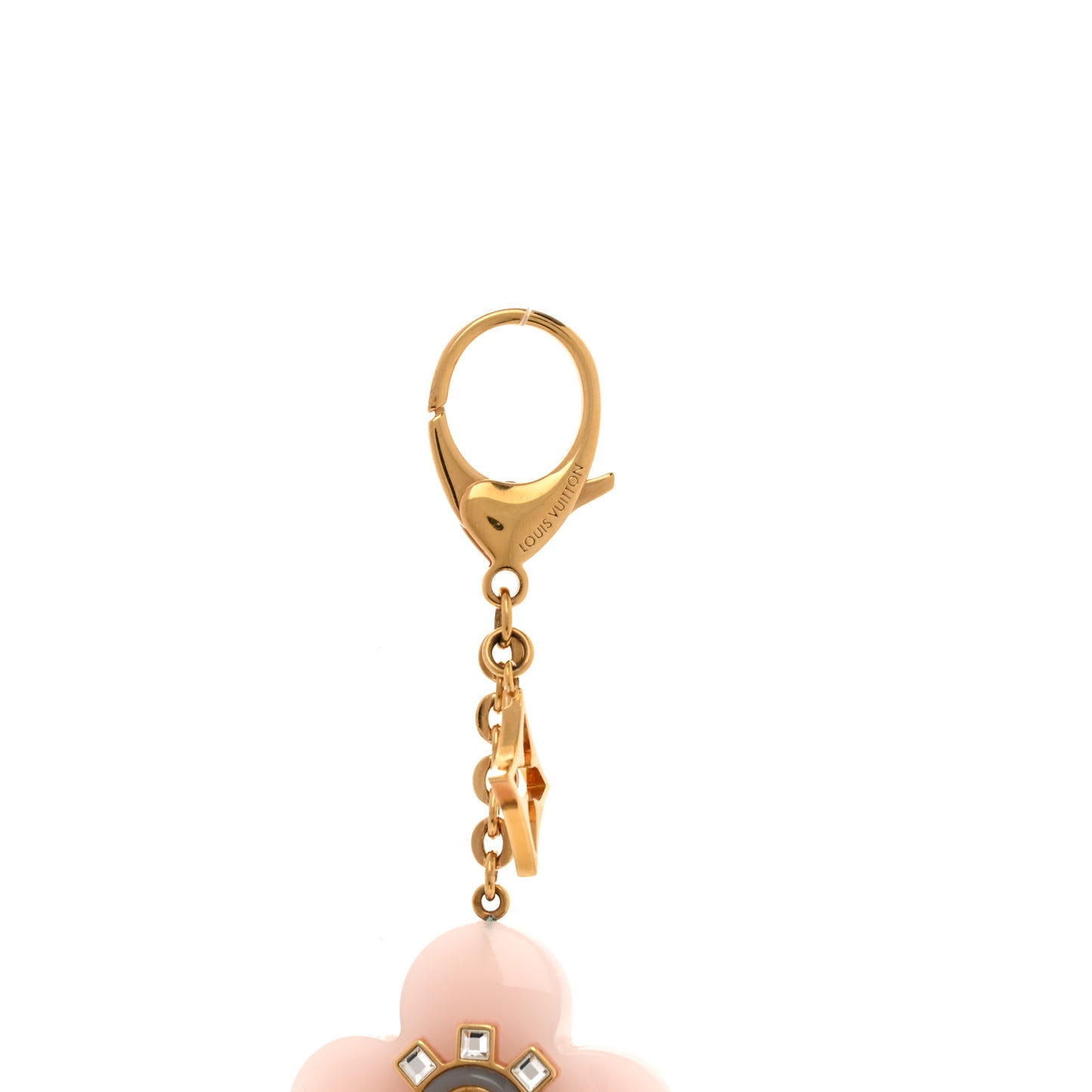 Monogram Flower Bag Charm Key Holder Dore
