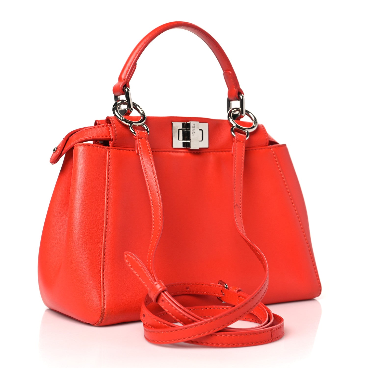 Fendi Nappa Mini Peekaboo Iconic Satchel Papavero 3 of 14