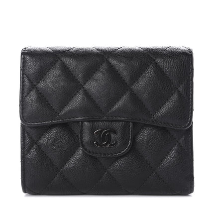 Chanel Calfskin Quilted Compact Flap Wallet So Black 1 of 8