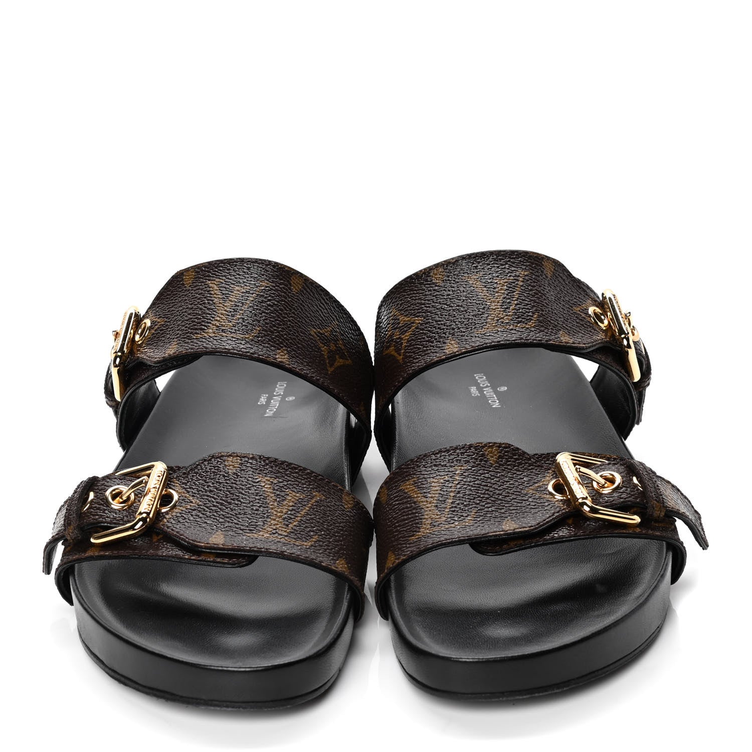 Louis Vuitton Monogram Bom Dia Mule Sandals 37 Black 2 of 5