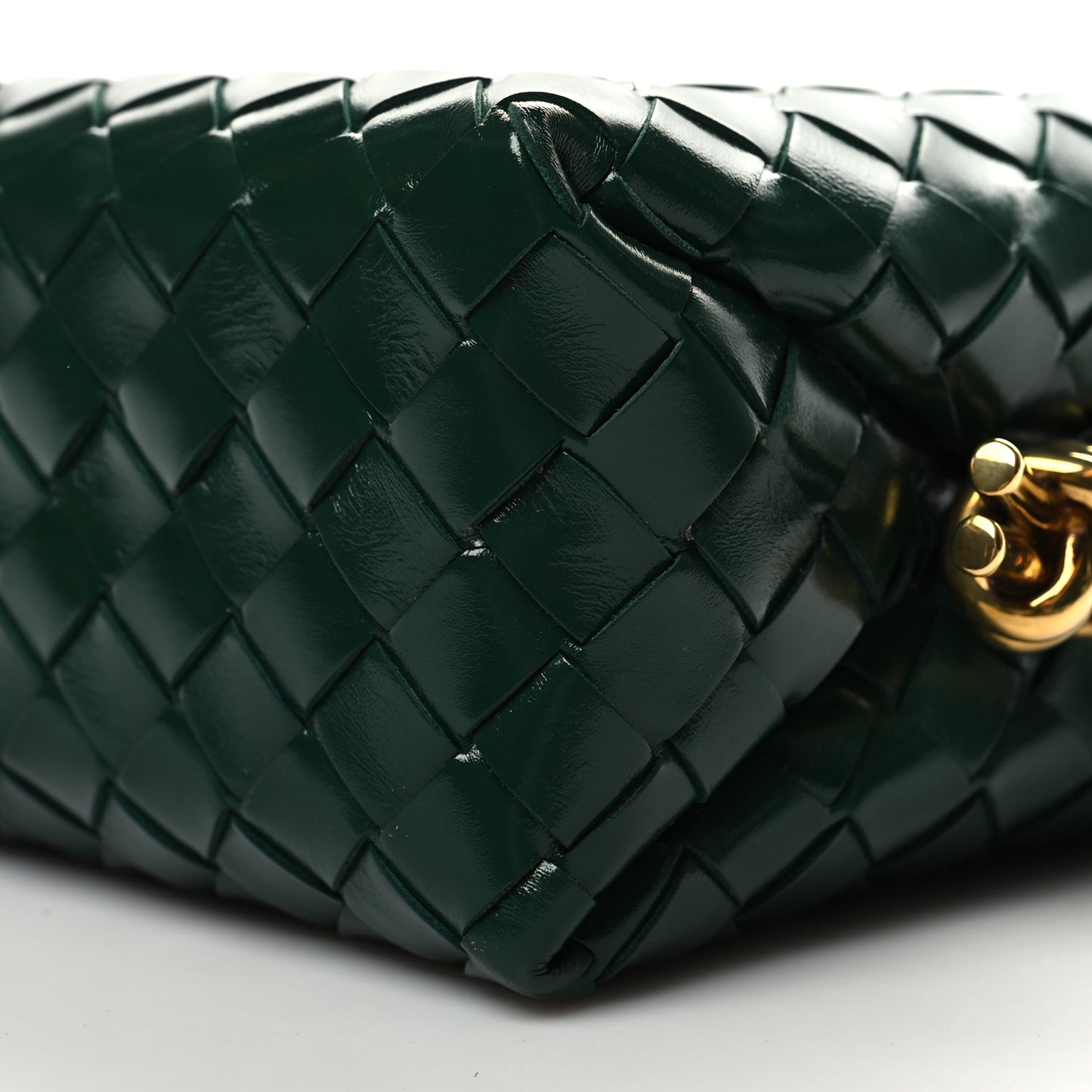 Polished Patent Intrecciato Knot Small Loop Camera Bag Raintree