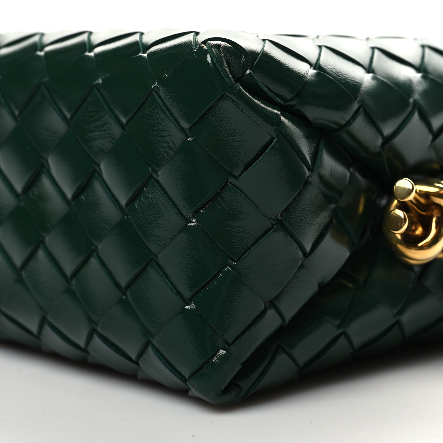 Bottega Veneta Polished Patent Intrecciato Knot Small Loop Camera Bag Raintree 9 of 9