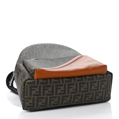 Fendi Glazed Fabric Vitello King FF 1974 Diagonal Pouch Pocket Backpack Tobacco Moro Cuoio 4 of 8