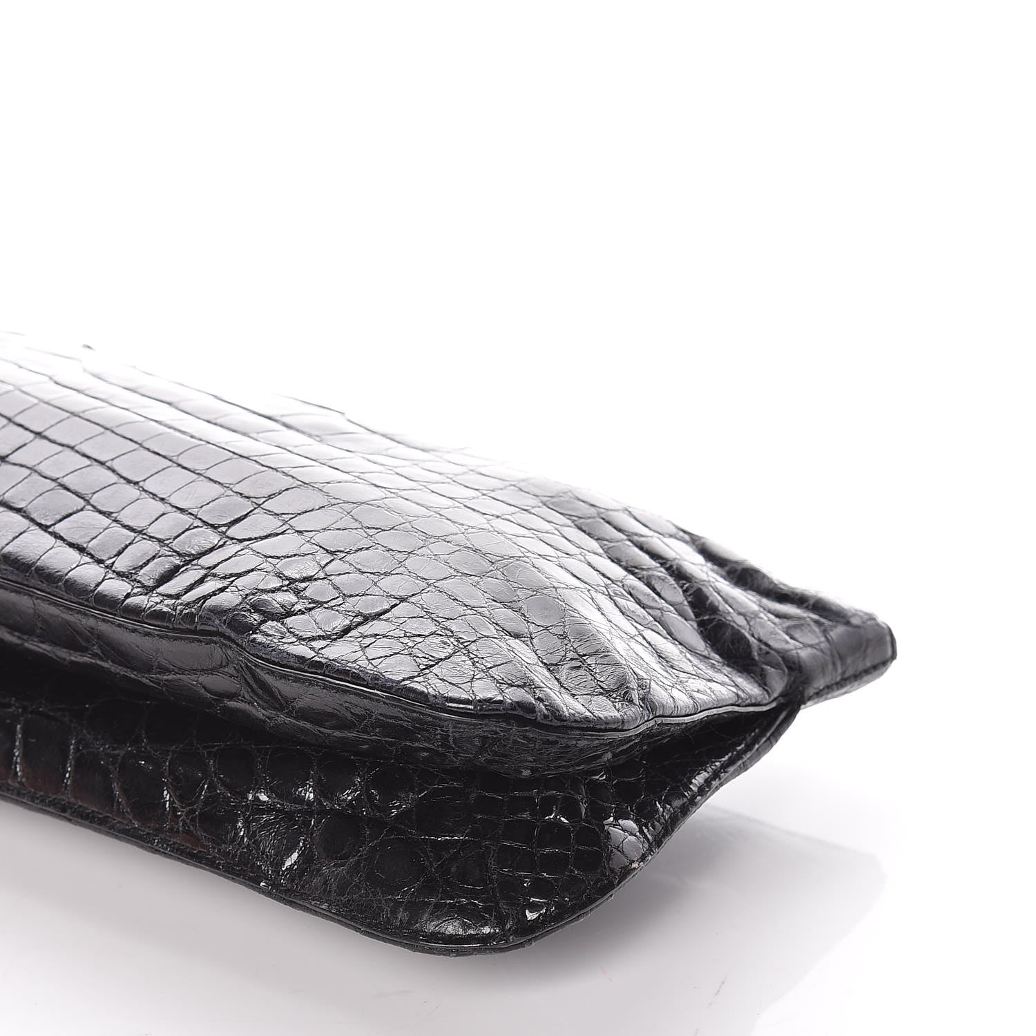 Prada Calfskin Crocodile Embossed Long Clutch Black 9 of 9