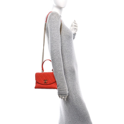 Chanel Lambskin Quilted Medium Trendy Spirit Top Handle Bag Orange 3 of 17