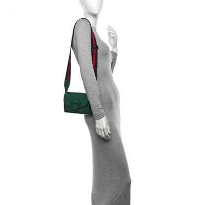 Gucci Azalea Calfskin Web Monochrome Mini Horsebit 1955 Chain Shoulder Bag Emerald 2 of 11