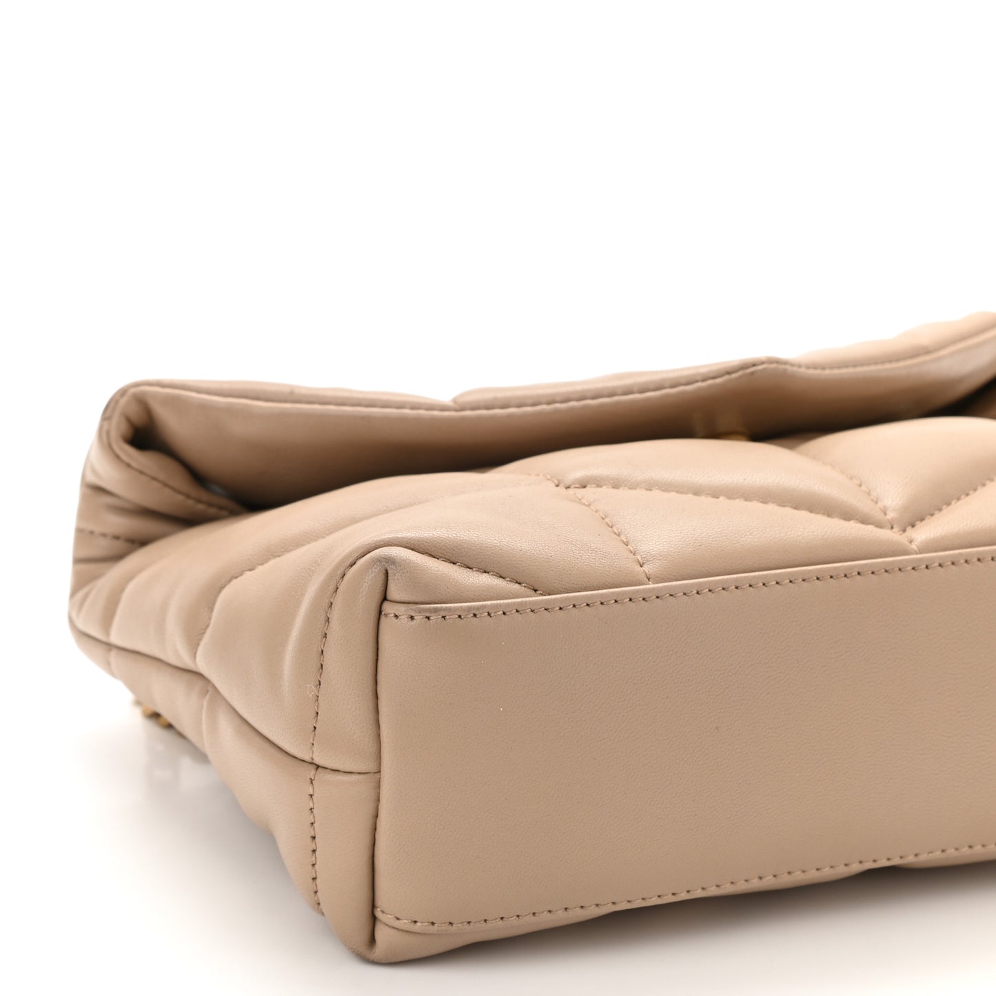 Lambskin Quilted Toy Loulou Puffer Monogram Chain Satchel Dark Beige