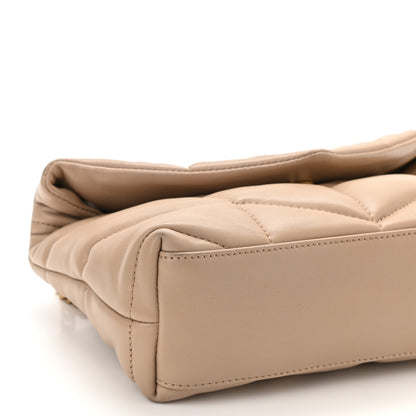 Saint Laurent Lambskin Quilted Toy Loulou Puffer Monogram Chain Satchel Dark Beige 10 of 12