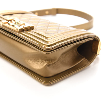 Chanel Metallic Patent Calfskin Quilted Small Boy Flap Gold 8 of 11