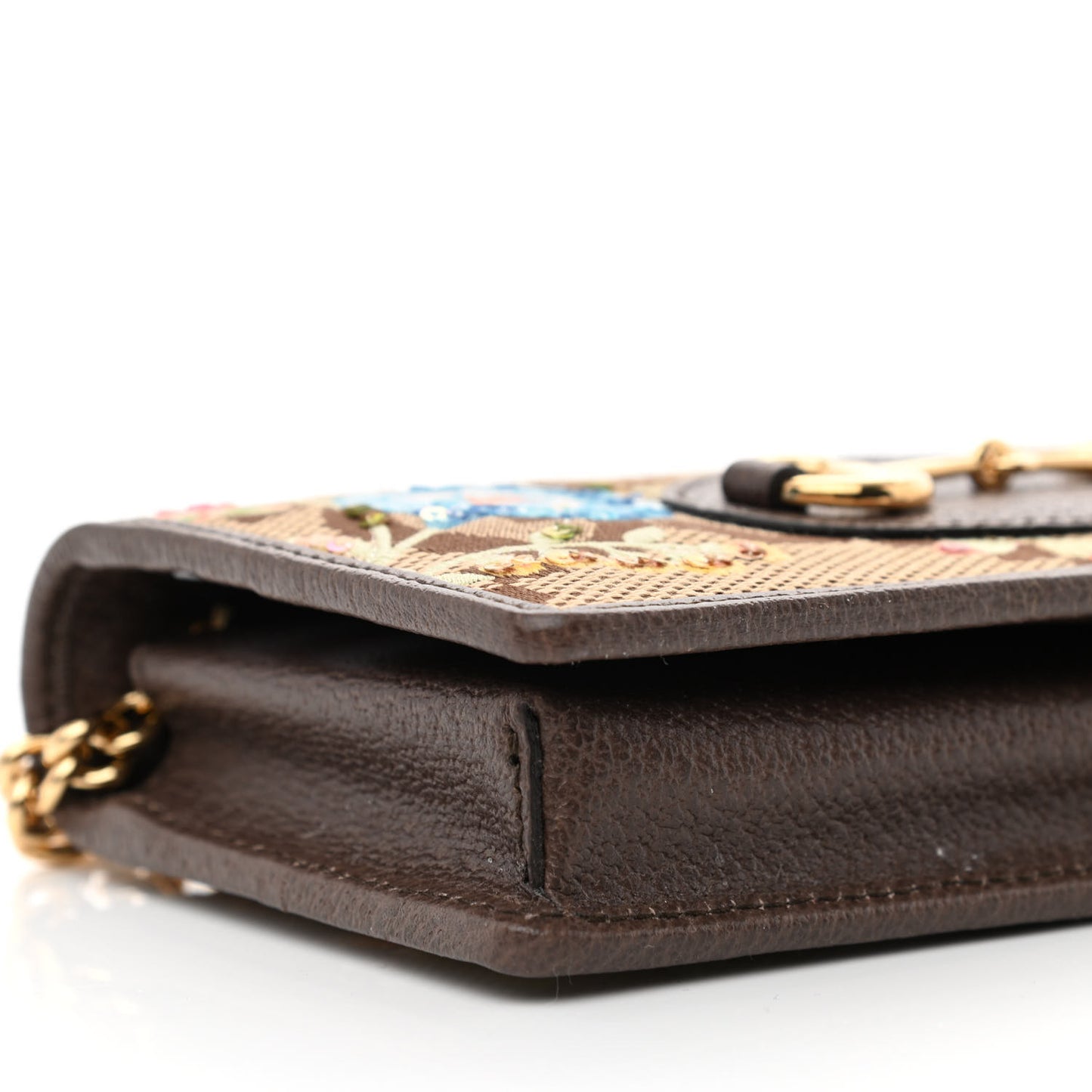 Monogram Jumbo GG Textured Dollar Calfskin Embroidered Horsebit 1955 Wallet On Chain Camel Ebony New Acero Multicolor