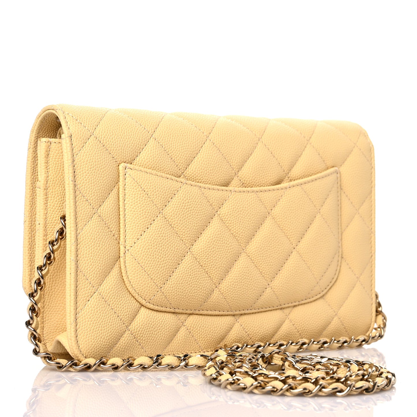 Caviar Quilted Wallet on Chain WOC Yellow