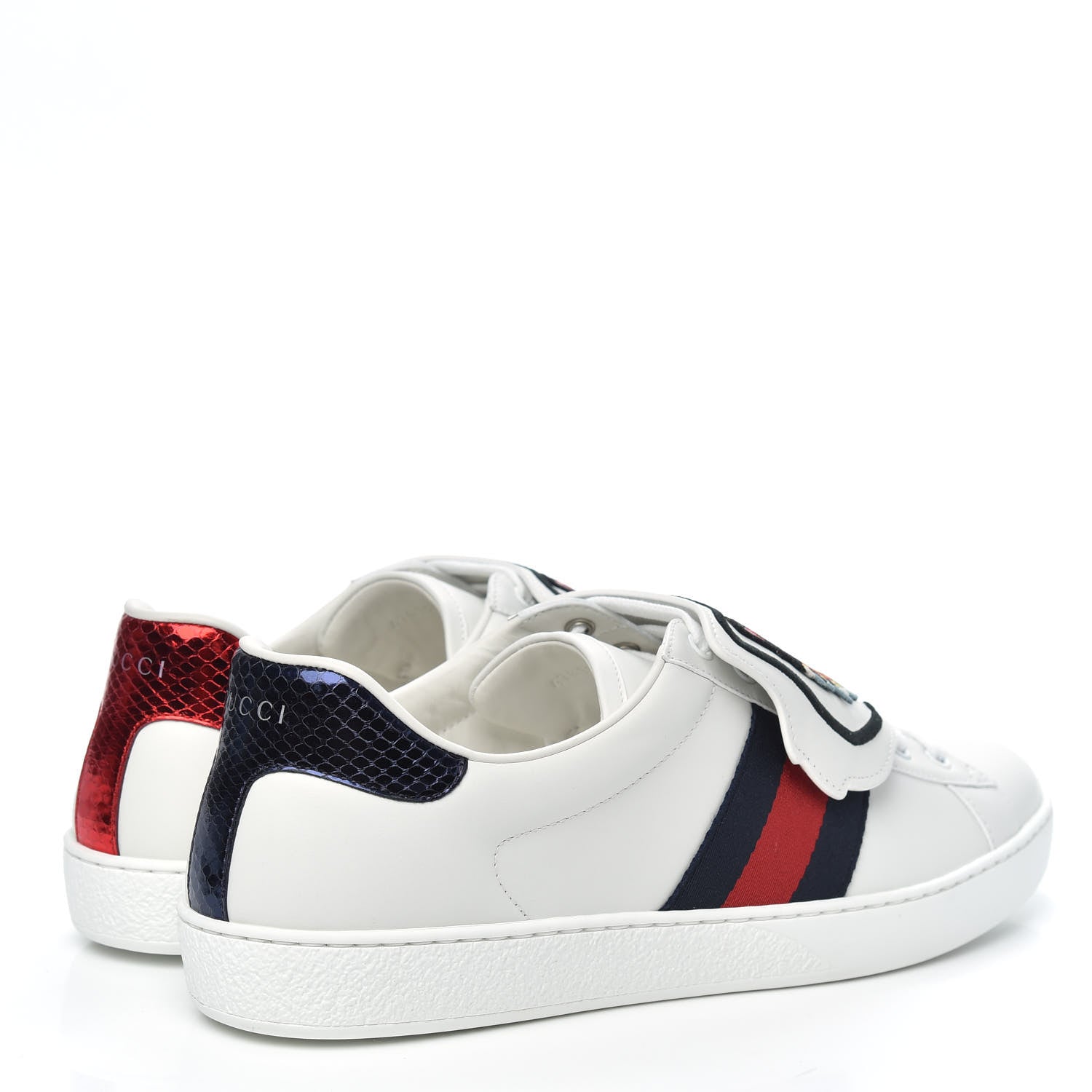 Gucci Calfskin Ayers Web Angry Cat Embroidered Mens Ace Sneakers 11 White 4 of 9