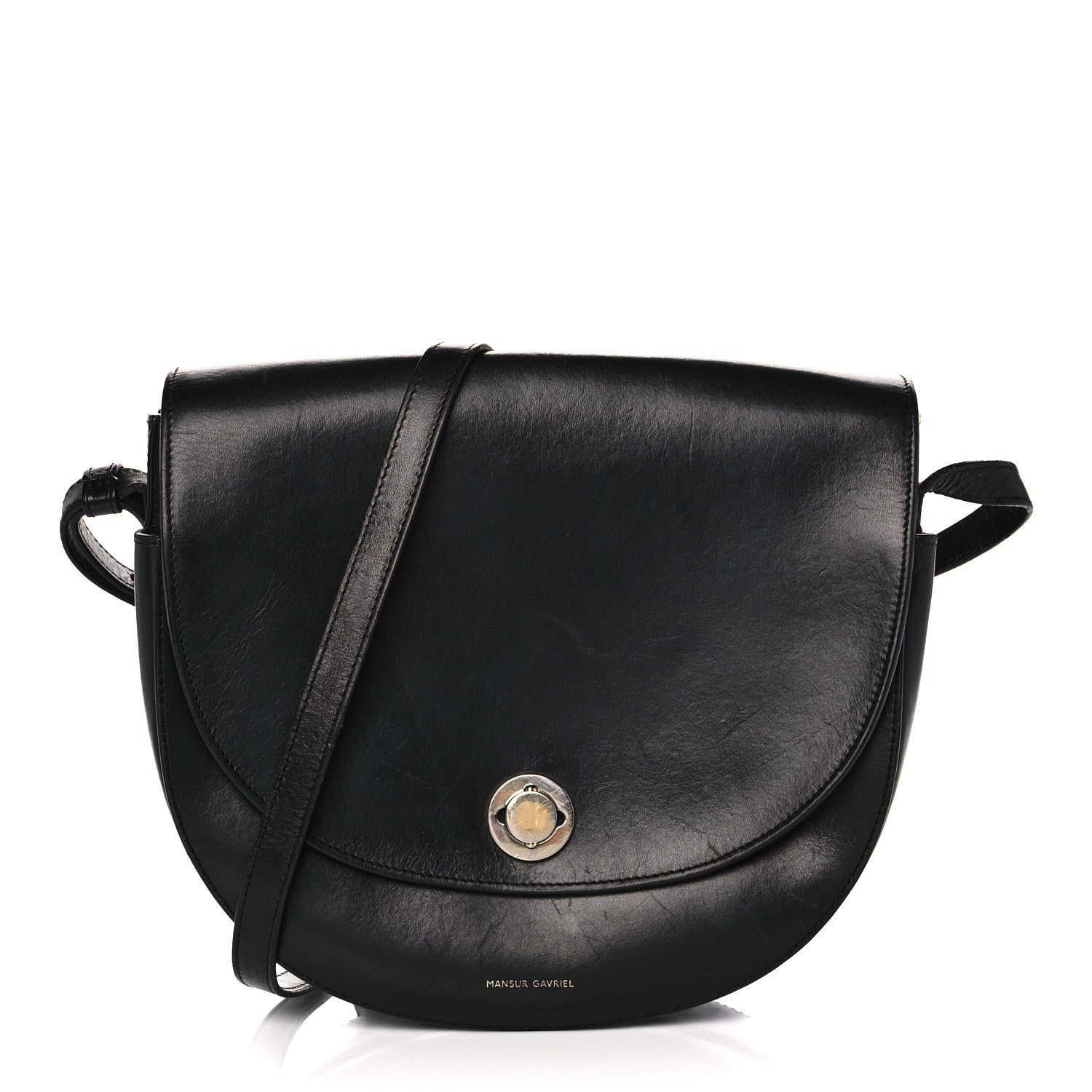 Mansur Gavriel Calfskin Saddle Crossbody Bag Black 2 of 18