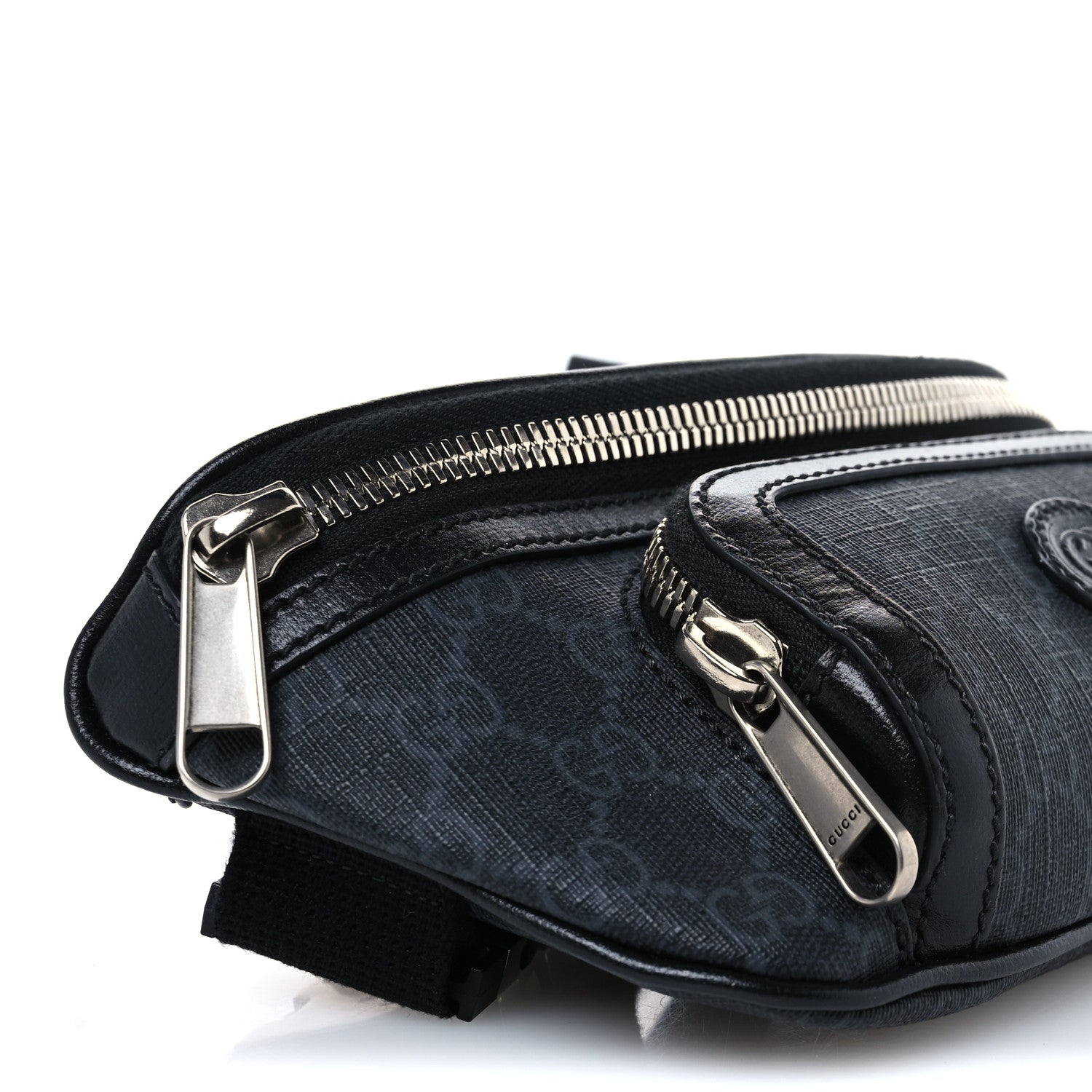 Gucci GG Supreme Monogram Textured Calfskin Retro Interlocking G Belt Bag Black 9 of 11