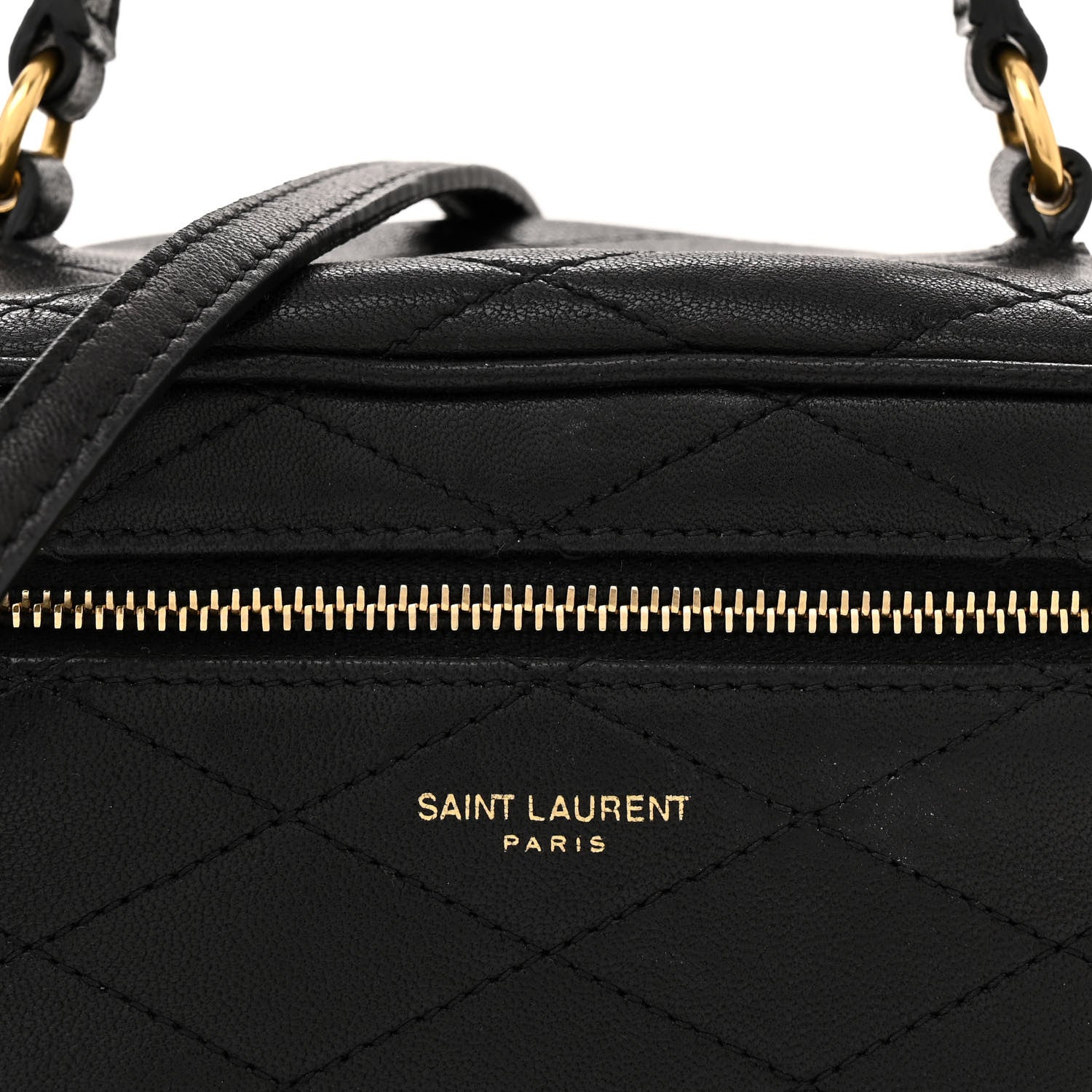 Saint Laurent Lambskin Quilted Vanity Bag Top Handle Black 8 of 11