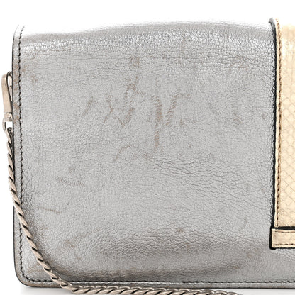 Miu Miu Metallic Goatskin Madras Ayers Crystal Embellished Shoulder Bag Cromo Pirite 10 of 11