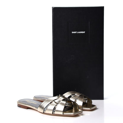 Saint Laurent Calfskin Tribute 05 Slide Sandals 35 Gold 9 of 9