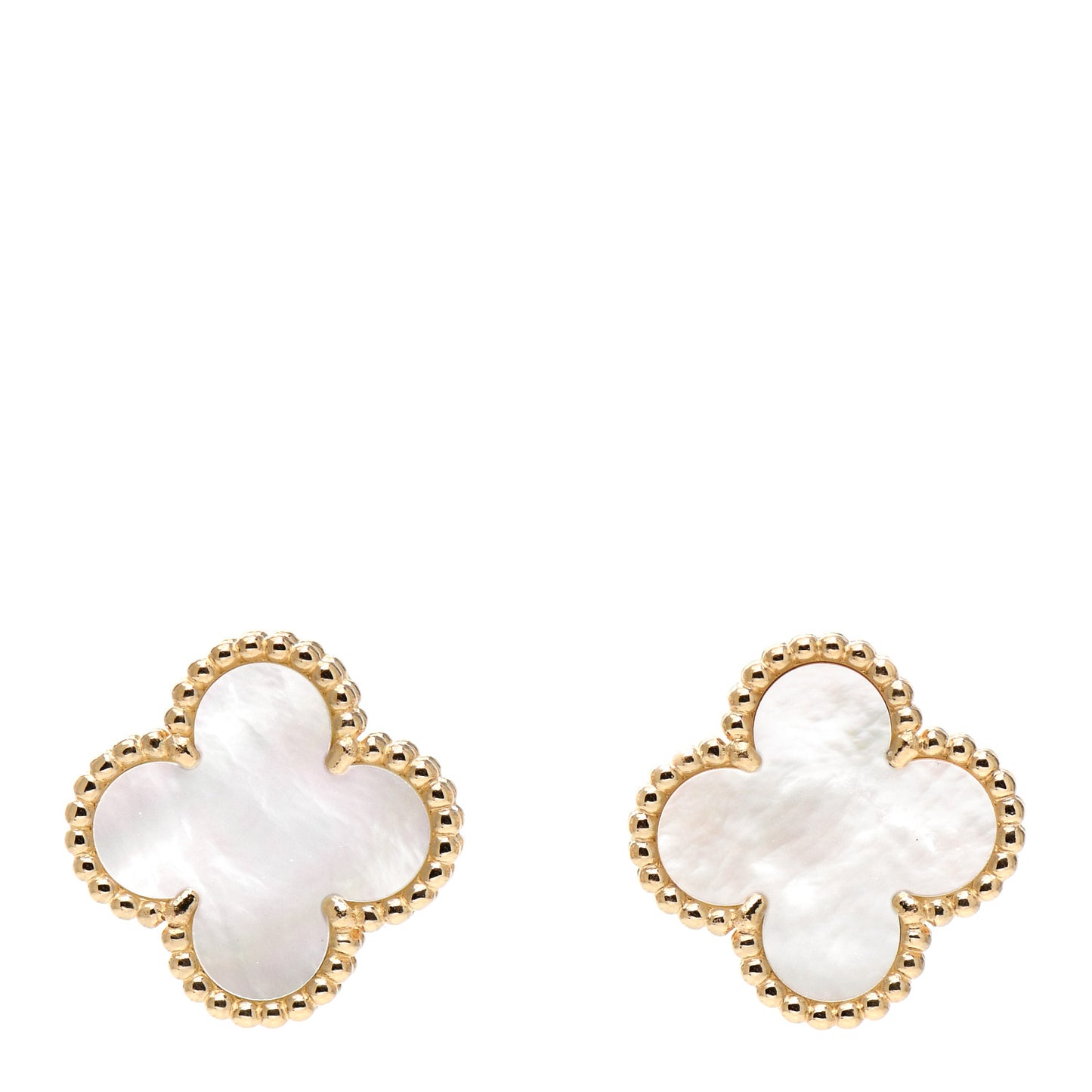 18K Yellow Gold Mother of Pearl Vintage Alhambra Earrings