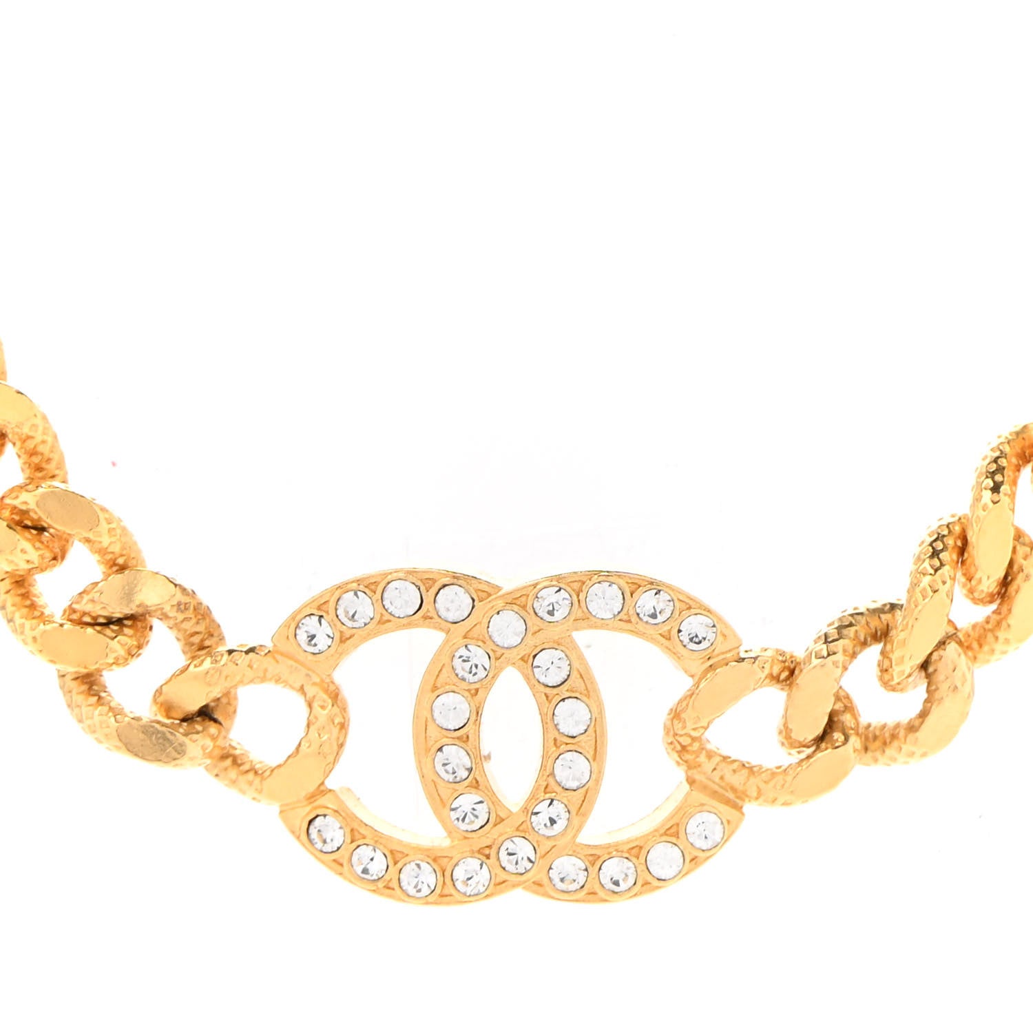 Chanel Crystal Chain Link CC Choker Necklace Gold 4 of 7