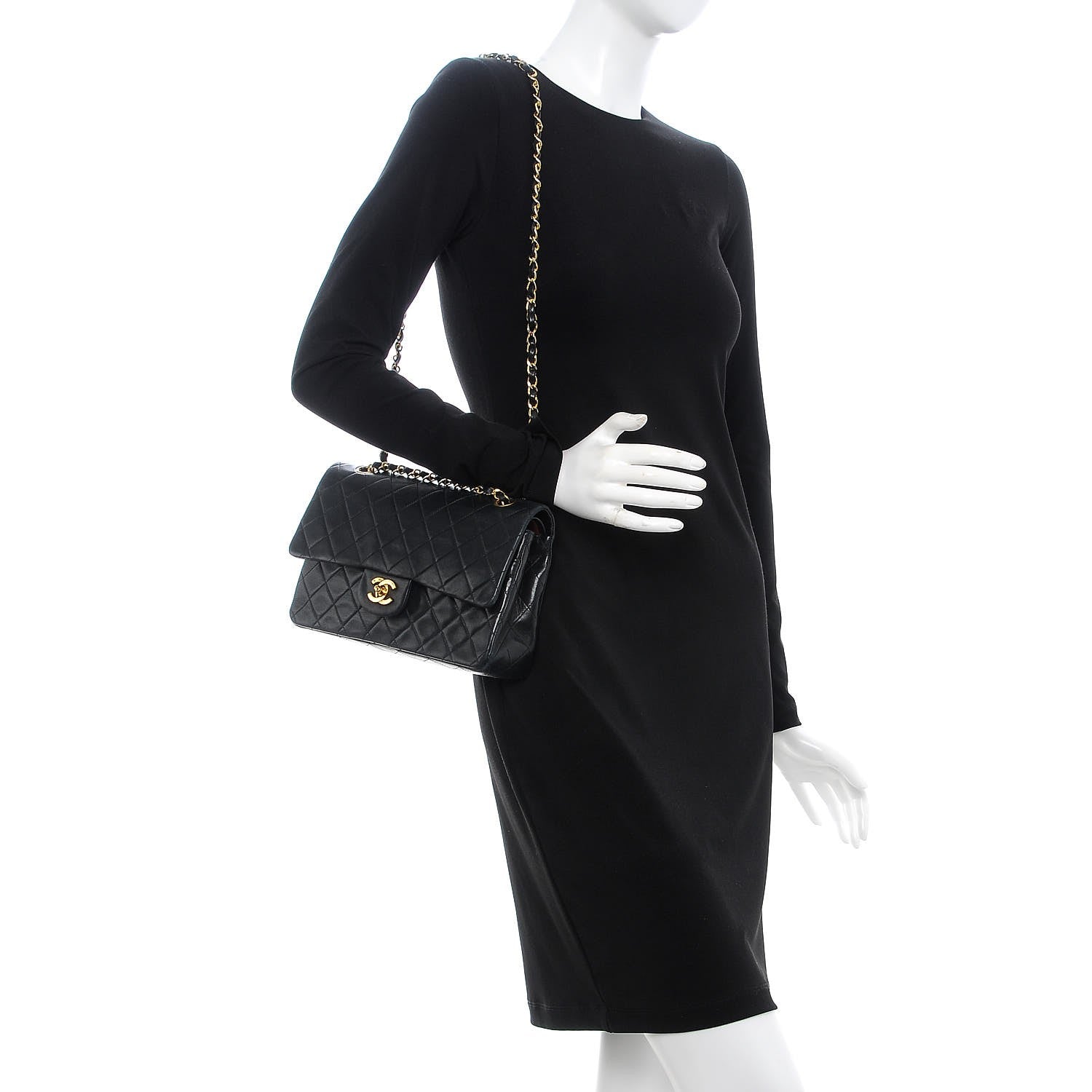 Chanel Lambskin Quilted Medium Double Flap Black 2 of 8